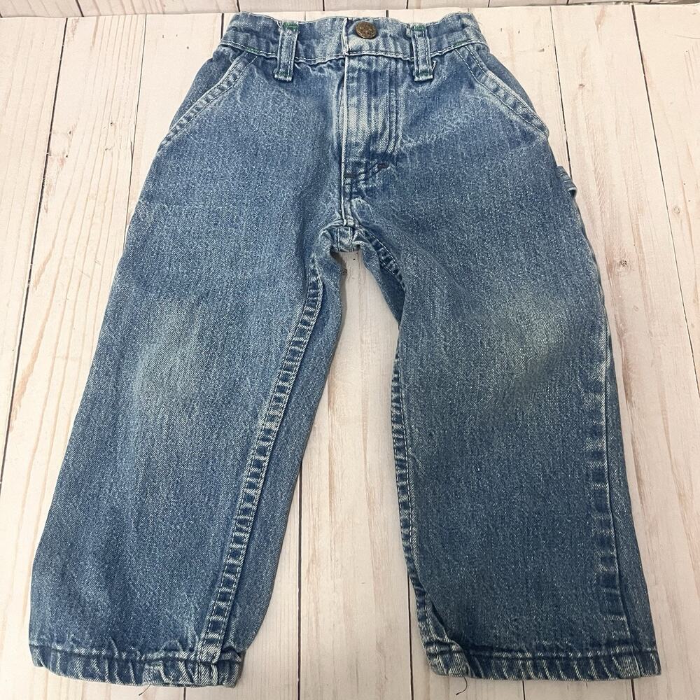Vintage OshKosh B’Gosh Kids 3T 4T Carpenter Jeans Denim Elastic Waist 80s 90s